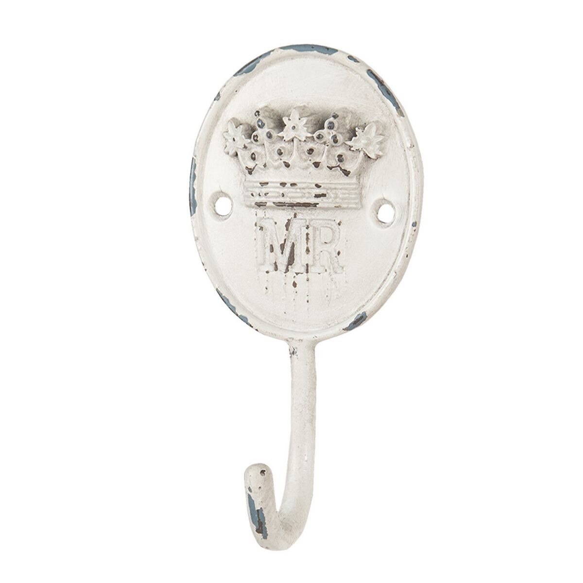 Cuier de perete din fier alb antichizat 6 cm x 4 cm x 12 h