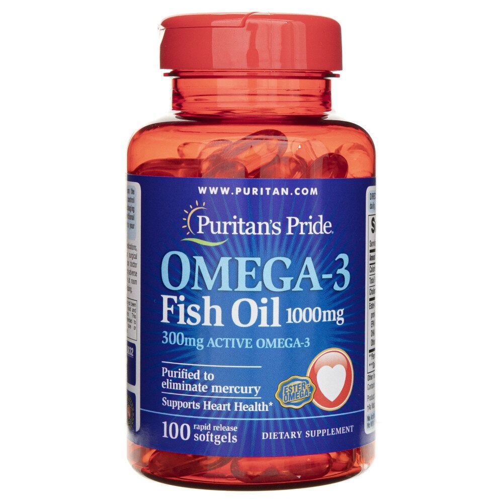 Supliment alimentar, Puritan's Pride, Ulei Omega-3, 1000 mg, 100 capsule