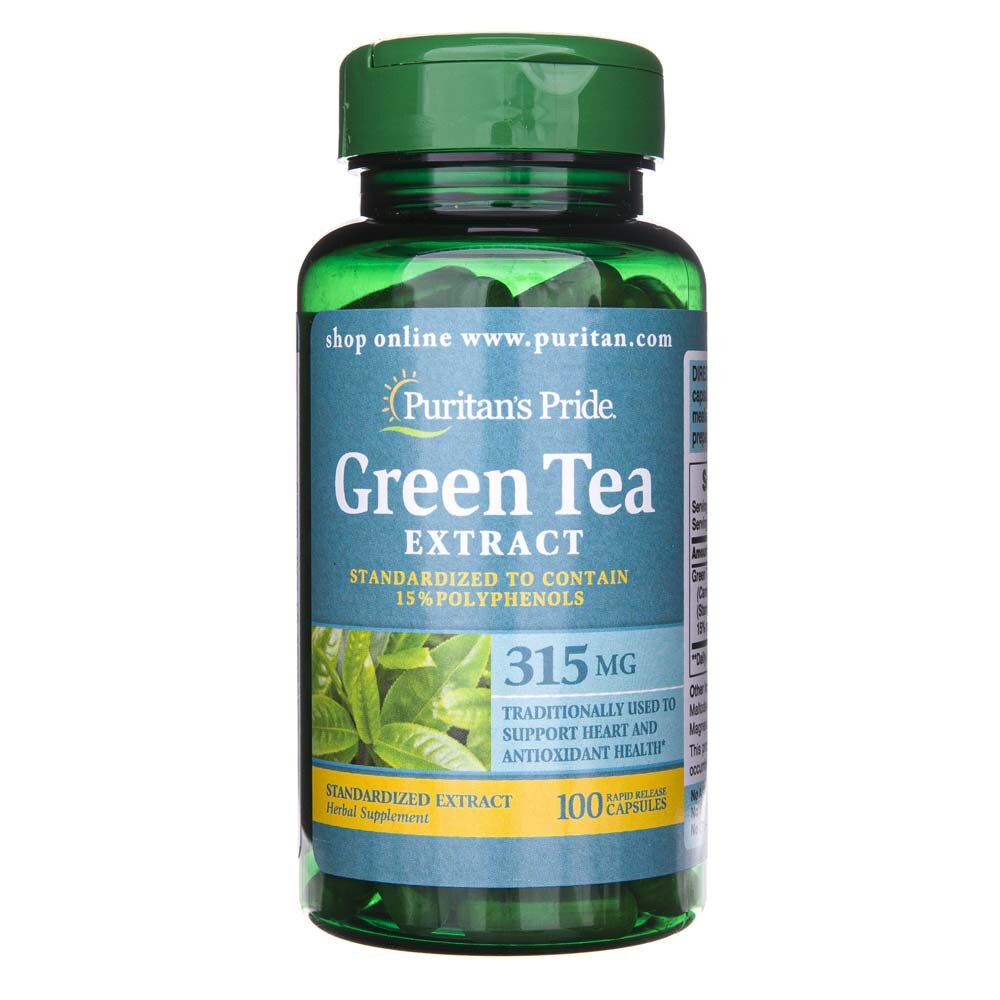 Supliment alimentar, Puritan's Pride, Ceai verde standardizat, 315 mg, 100 capsule