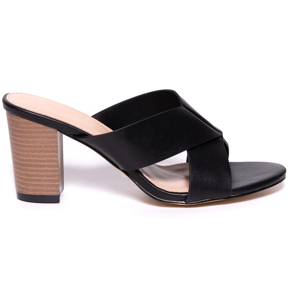 Papuci cu toc dama Trish, Negru, Negru, 39
