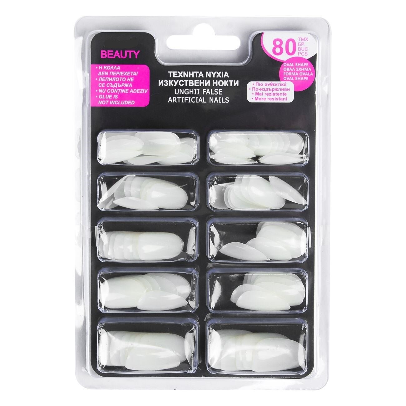 Set 80 unghii false albe
