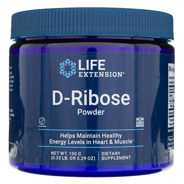 Хранителна добавка на прах Life-Extension, D-Riboza, 150 g