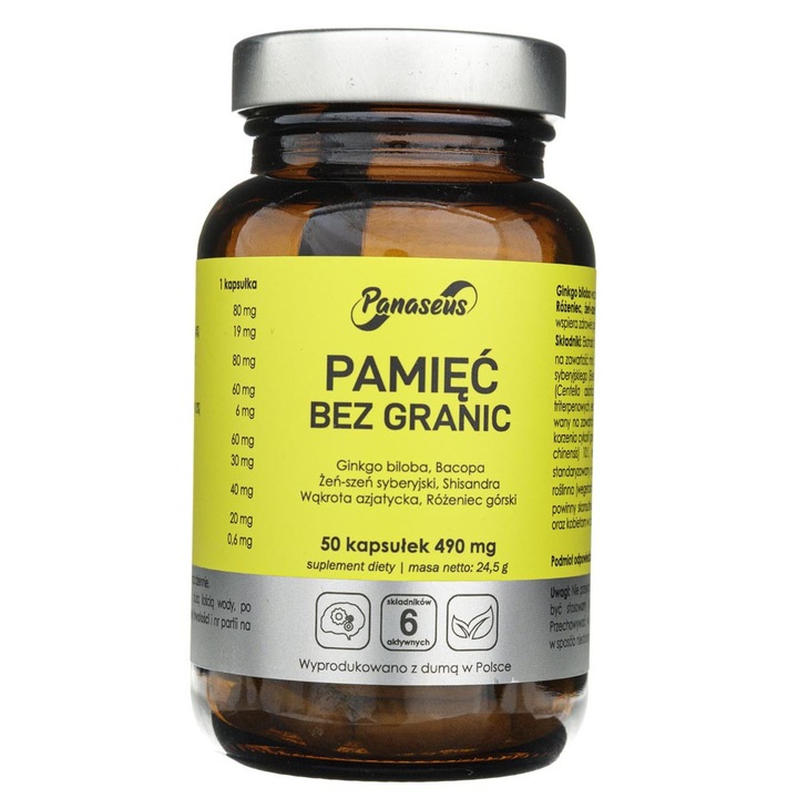 Хранителна добавка, YANGO, Памет без граници, Panaseus, 490 mg, 50 капсули