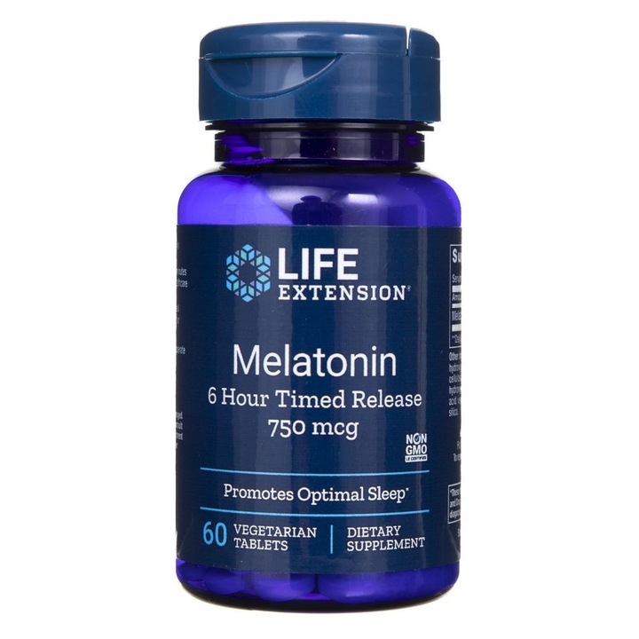 Хранителна добавка Life Extension, Мелатонин 750, MCG, 60 капсули
