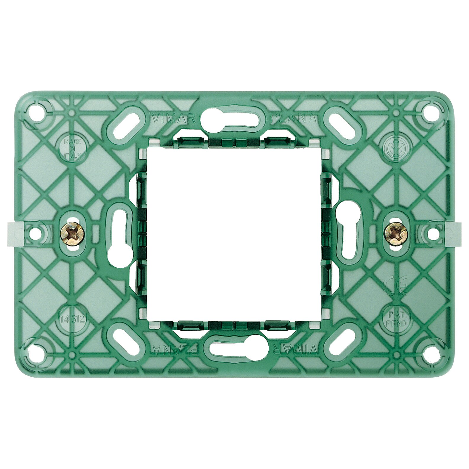 Suport aparataj, modular, 3 posturi, 2 module centrale, cu suruburi, 14612, Vimar, Plana