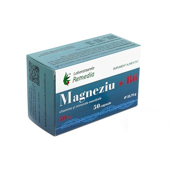 Magneziu cu vitamina B6 50mg 50 capsule Remedia Magneziu cu vitamina B6 50mg 50 capsule Remedia