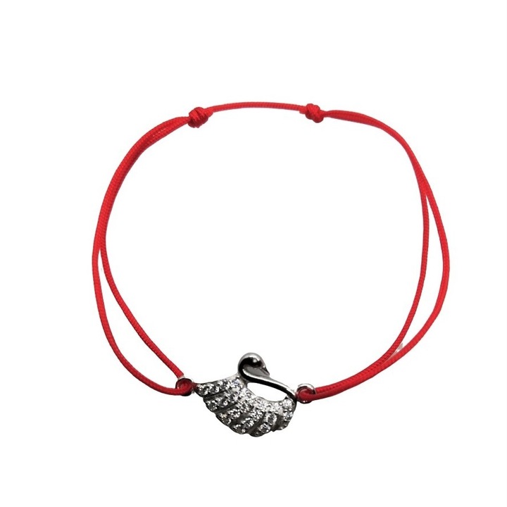 Bratara cu Nod Dublu Argint 925, Lebada cu Zirconii, 1 g