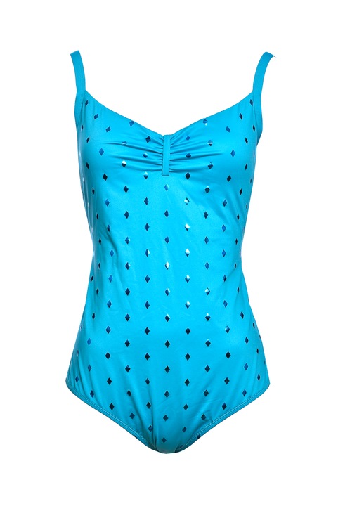 Costum de baie intreg modelator, cu sustinere, model de lux, Albastru aquamarin/Albastru