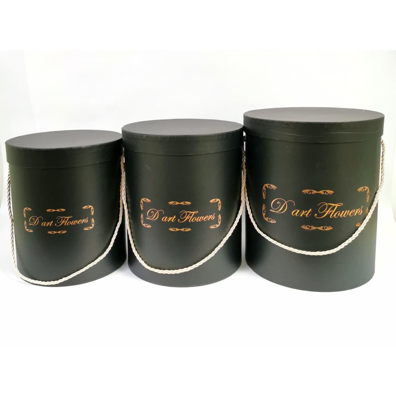 Set 3 cutii de carton rotunde negre, D art Flowers,