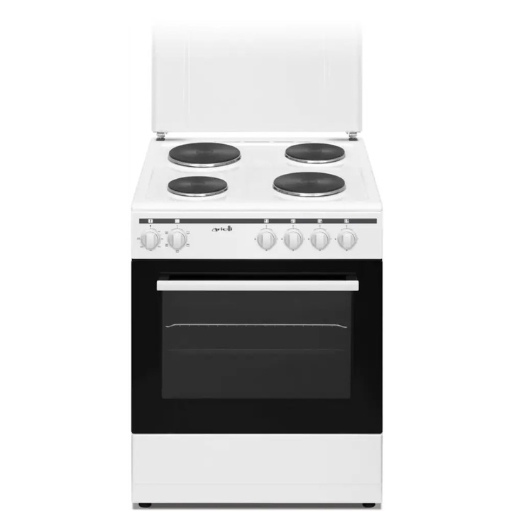 Aragaz electric Arielli, C-6060FL ECO, 4 zone de incalzire, Cuptor electric, 60 cm, Alb