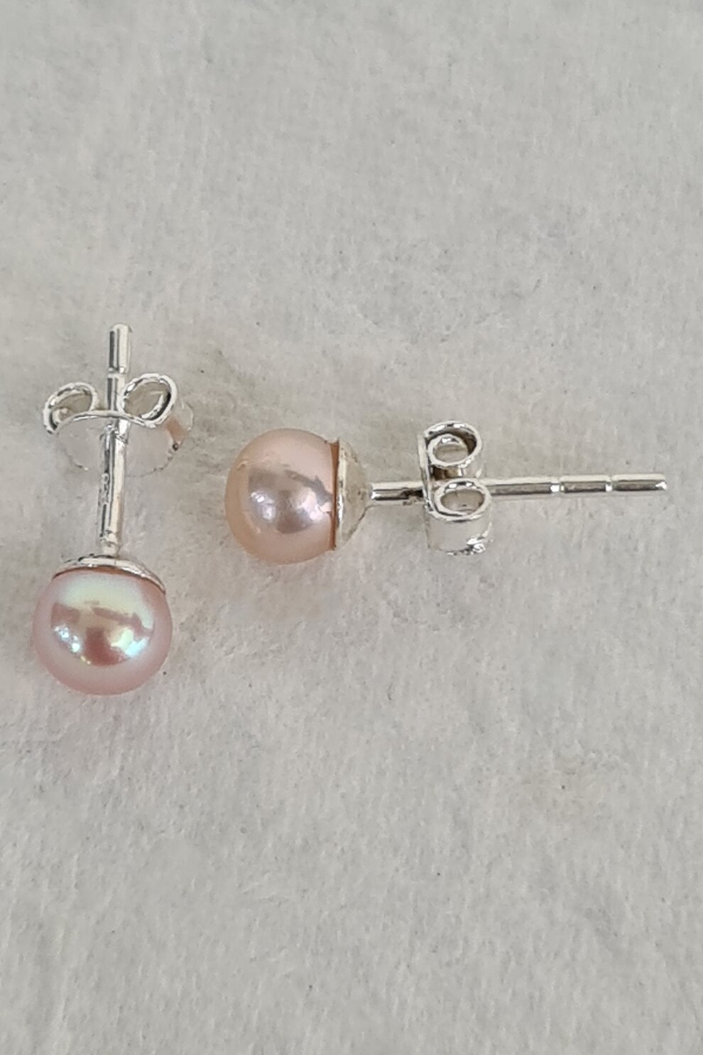 Dhamont, Cercei cu tija si perla de apa dulce, Roz/Argintiu
