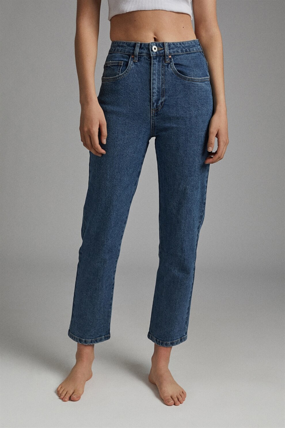 Cotton On, Blugi drepti cu talie inalta, Albastru inchis