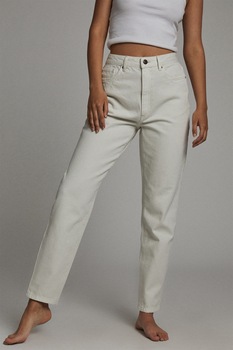 Cotton On, Blugi mom fit cu talie inalta, Crem Cotton On, Blugi mom fit cu talie inalta, Crem