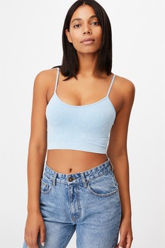 Cotton On, Top crop cu bretele subtiri Isla, Albastru azur Cotton On, Top crop cu bretele subtiri Isla, Albastru azur