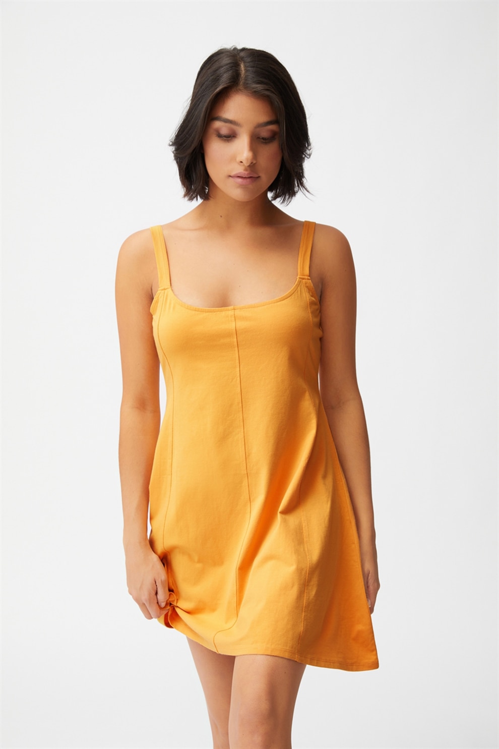 Cotton On, Rochie scurta evazata cu bretele ajustabile, Oranj