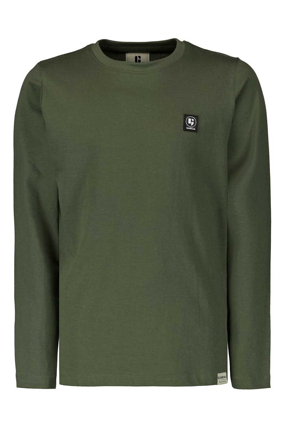 Garcia, Bluza de bumbac organic cu logo discret, Verde sparanghel