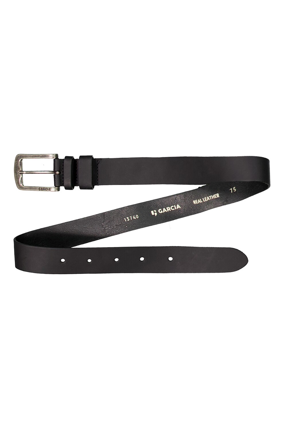 Garcia, Curea de piele cu catarama patrata, Negru, 75 CM Standard