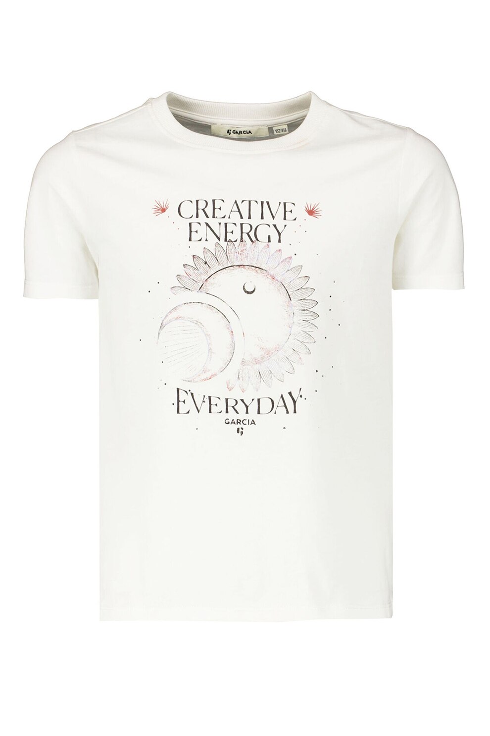 Garcia, Tricou regular fit cu imprimeu grafic si text, Alb