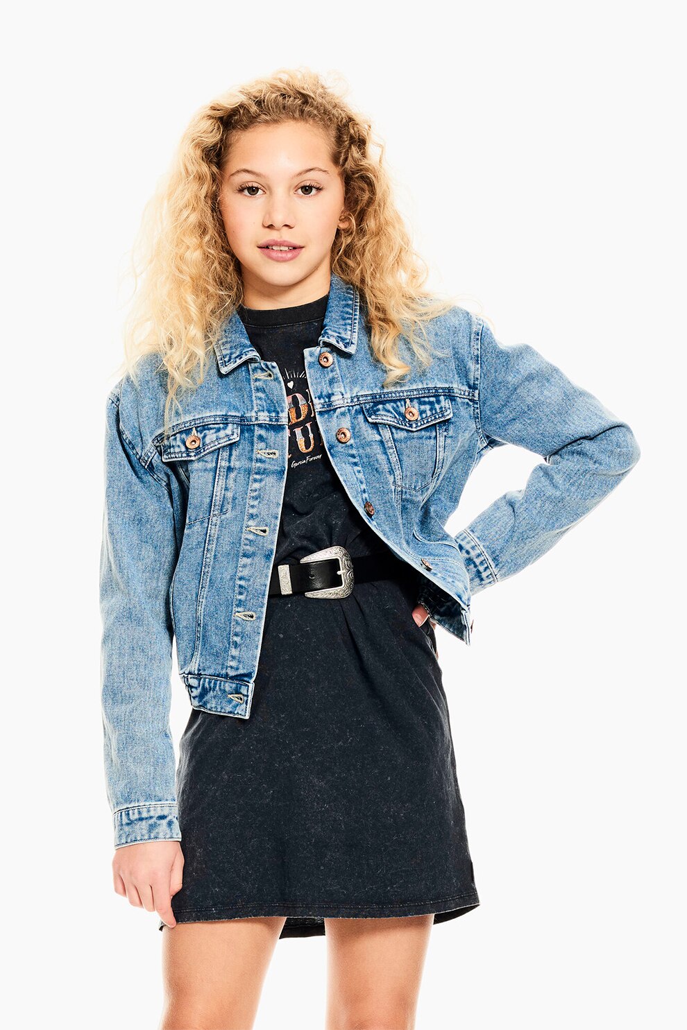 Garcia, Rochie tip tricou din bumbac cu decolteu la baza gatului, Negru stins