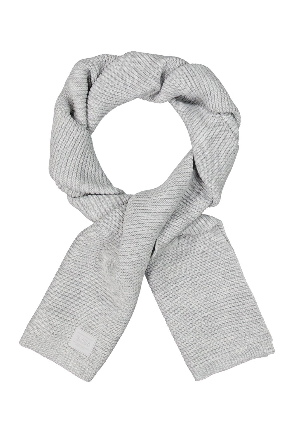 Garcia, Fular cu aspect striat si logo, Gri deschis melange