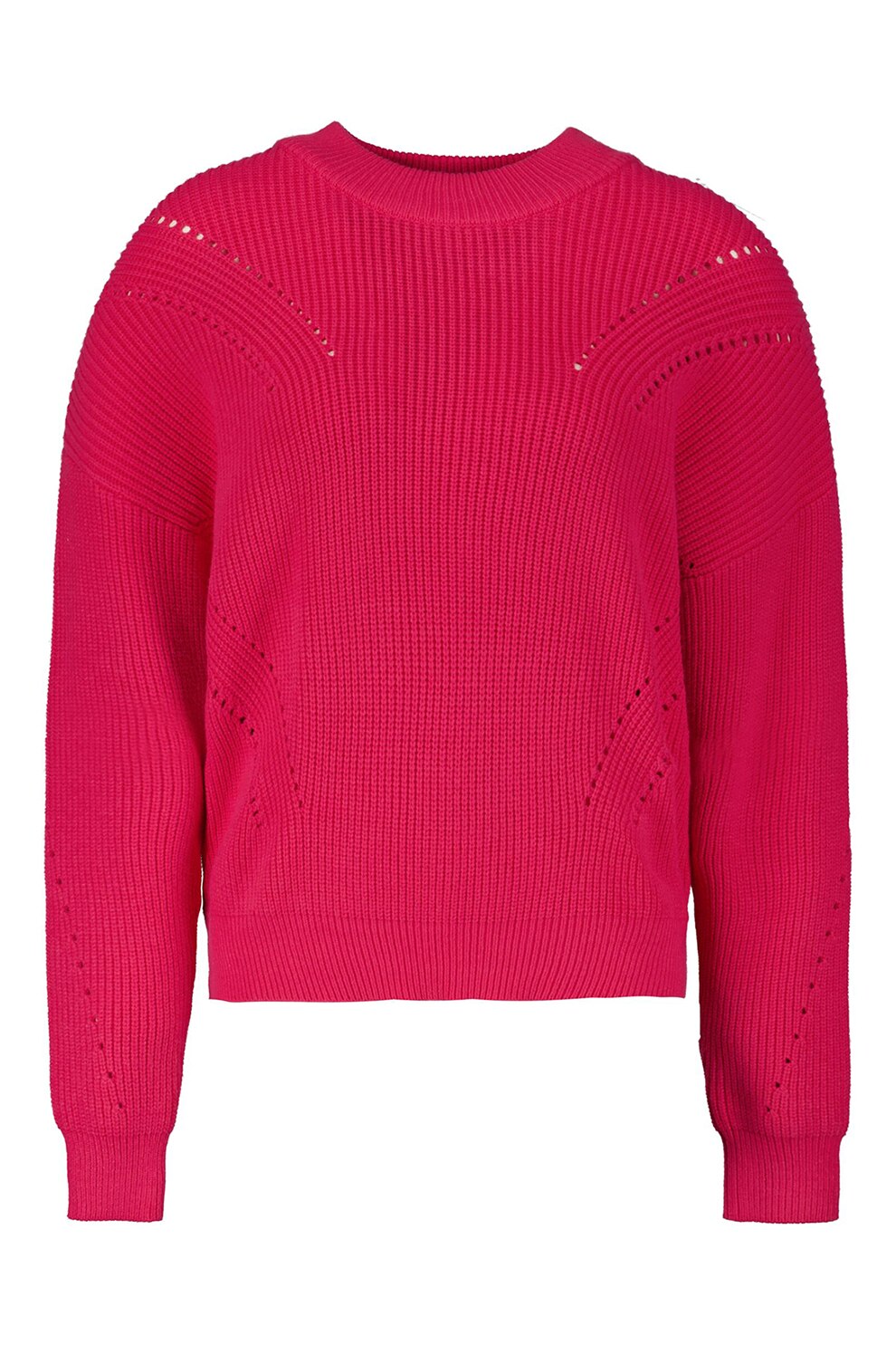 Garcia, Pulover regular fit cu decolteu rotund, Fucsia