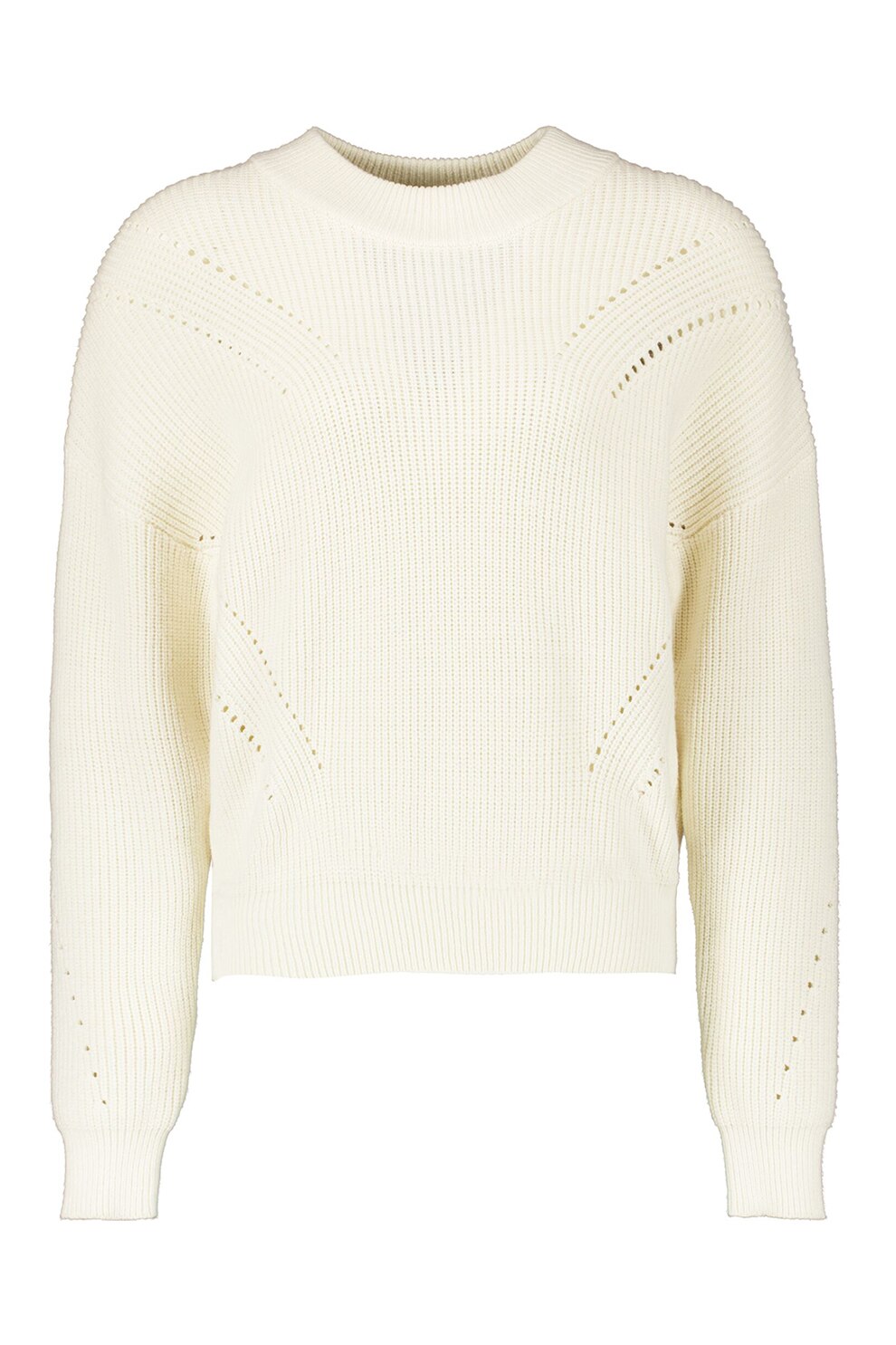 Garcia, Pulover regular fit cu decolteu rotund, Alb prafuit