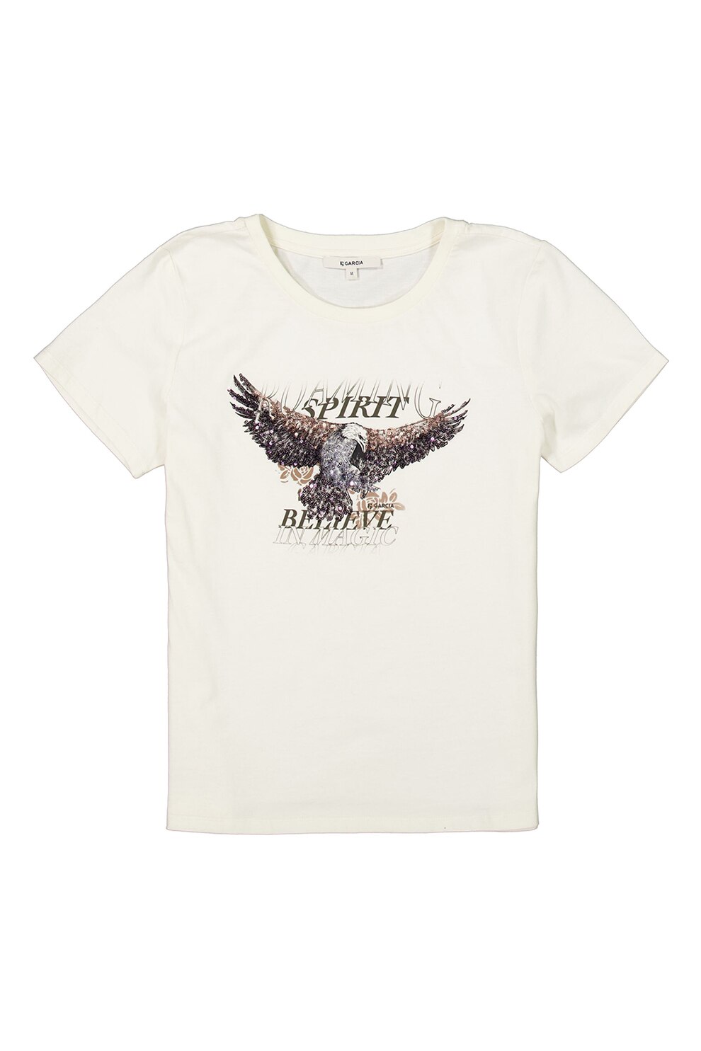 Garcia, Tricou de bumbac cu imprimeu, Alb prafuit