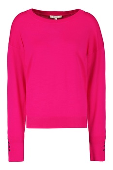 Garcia, Pulover cu decolteu rotund cu mansete cu nasturi, Fucsia Garcia, Pulover cu decolteu rotund cu mansete cu nasturi, Fucsia