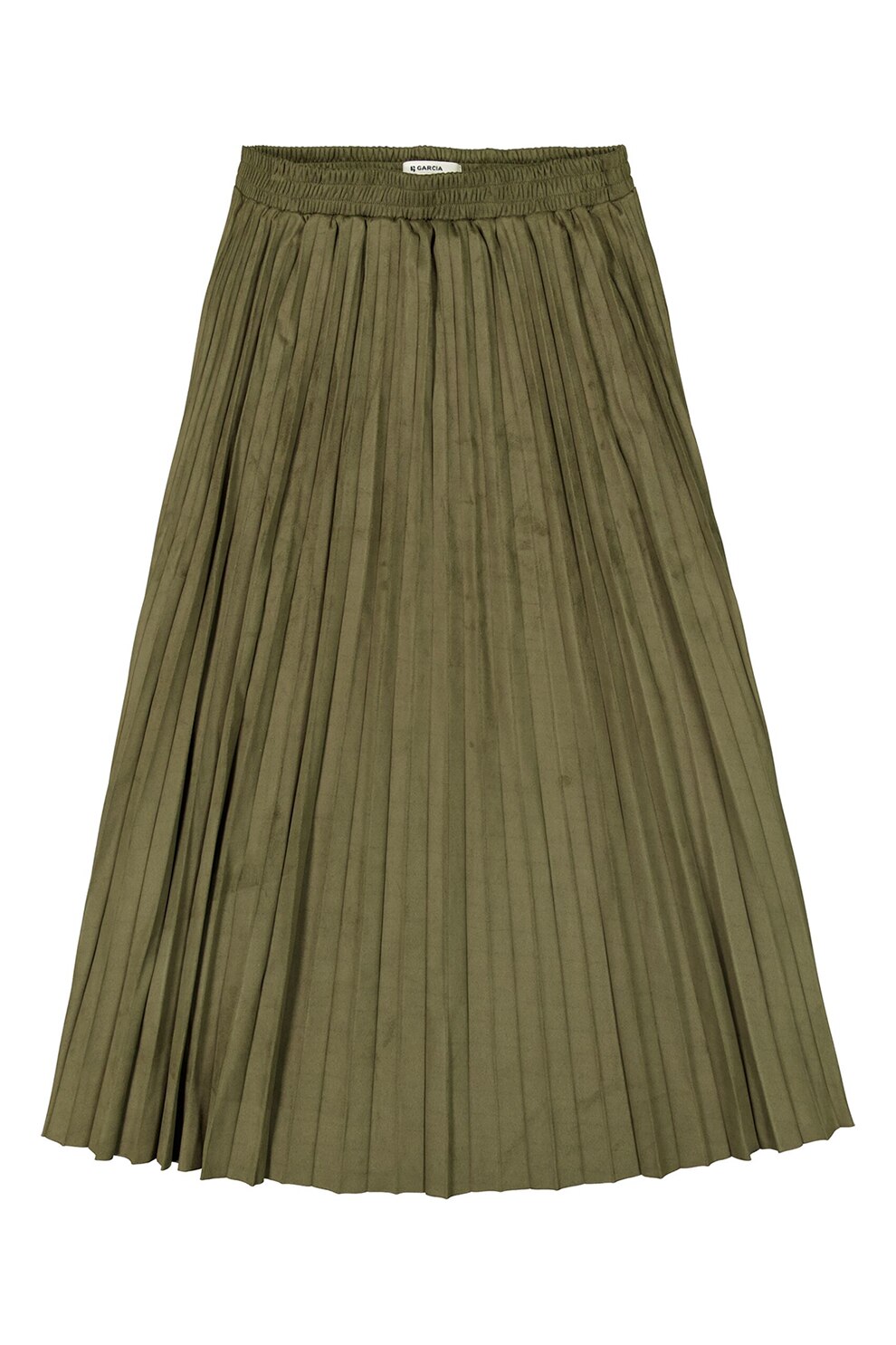 Garcia, Fusta mini cu pliuri si talie elastica, Verde sparanghel