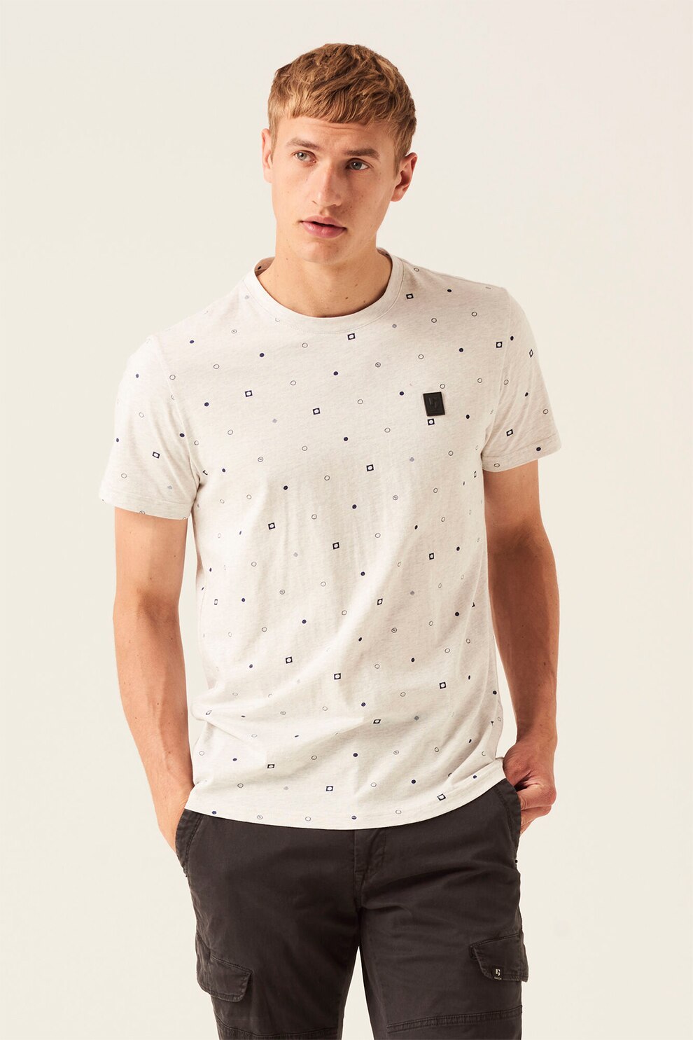 Garcia, Tricou de bumbac cu model, Alb