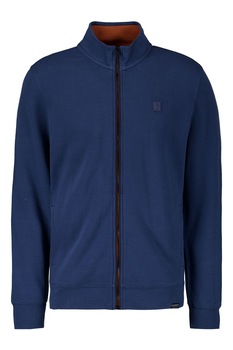 Garcia, Bluza sport din bumbac cu fermoar si detaliu logo, Albastru inchis, L Garcia, Bluza sport din bumbac cu fermoar si detaliu logo, Albastru inchis, L