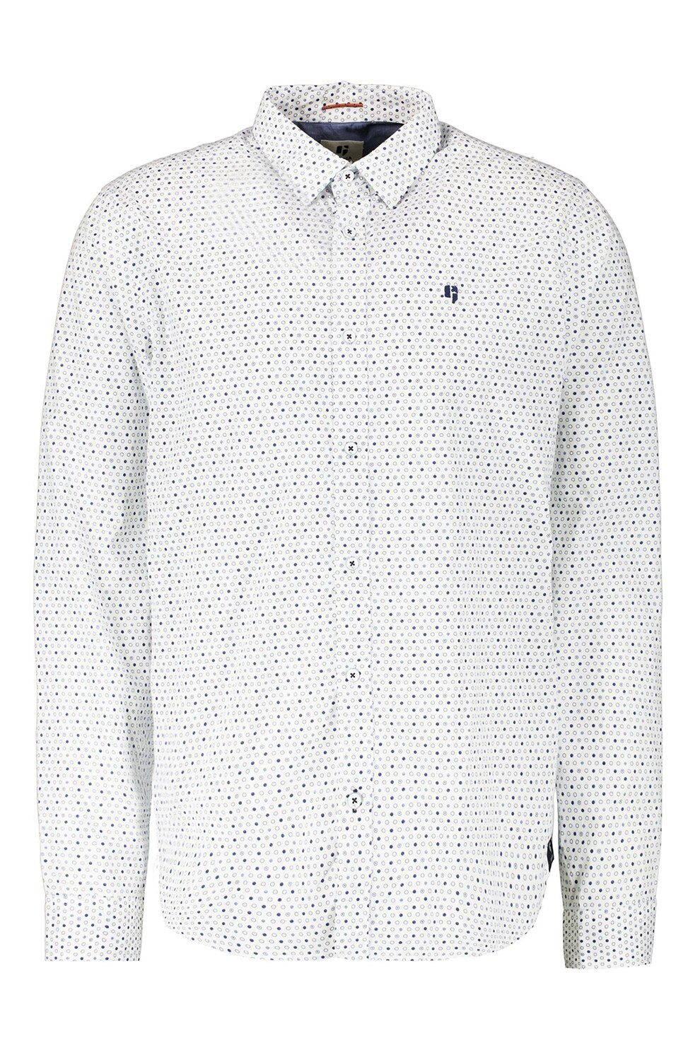 Garcia, Camasa de bumbac cu maneci lungi si model, Alb/Albastru/Gri deschis