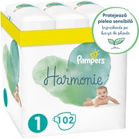 Scutece Pampers Harmonie XXL Box, Marimea 1, 2-5 kg, 102 buc