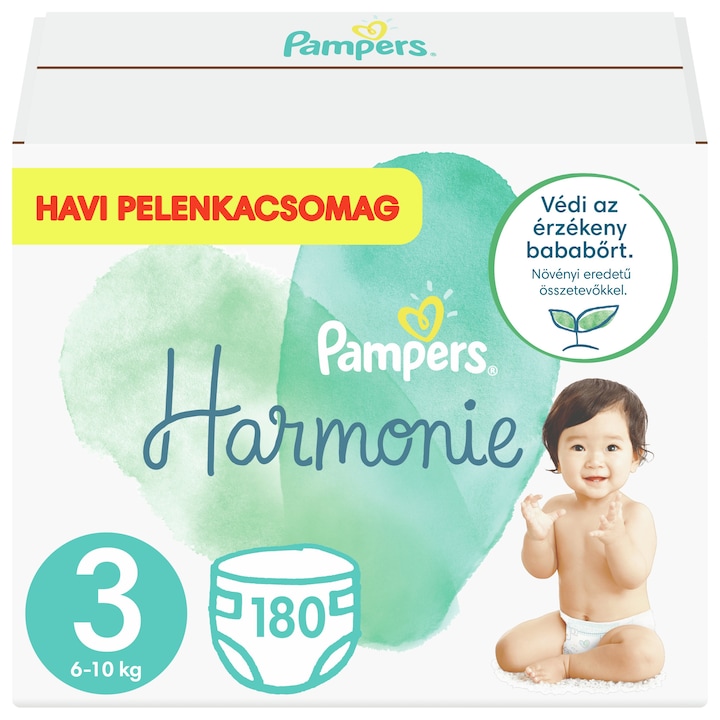 Pampers Harmonie pelenka, Midi 3, 6-10 kg, havi pelenkacsomag, 180 db