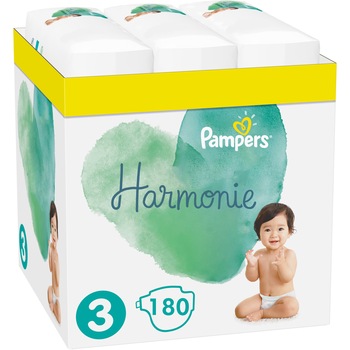 Scutece Pampers Harmonie XXL Box, Marimea 3, 6-10 kg, 180 buc Scutece Pampers Harmonie XXL Box, Marimea 3, 6-10 kg, 180 buc