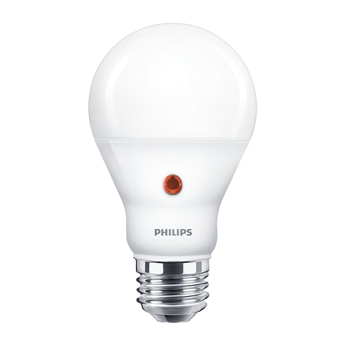 Bec LED cu senzor de lumina Philips A60, EyeComfort, E27, 7.5W (60W), 806 lm, lumina alba calda (2700K), clasa energetica F