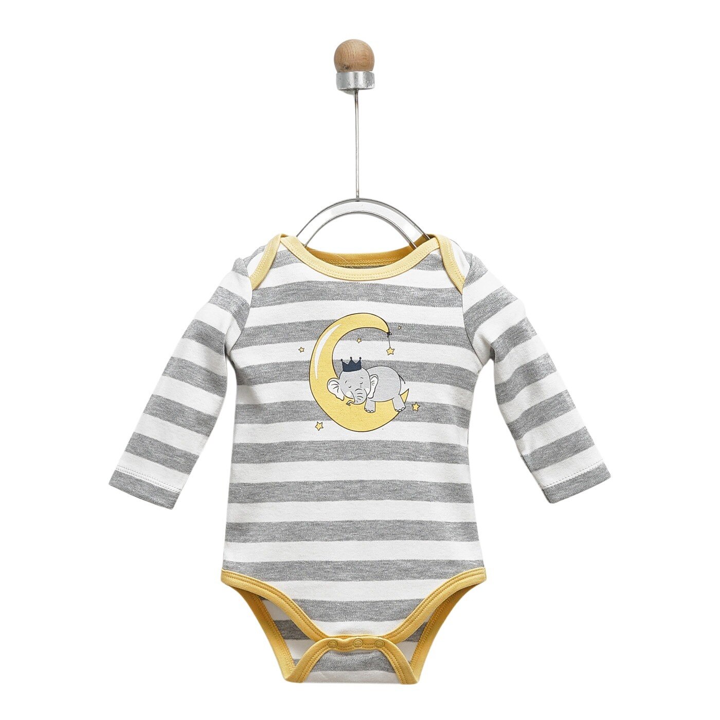 Set 2 bucati Body unisex, culoare gri cu dungi, colectia Elephants 4328