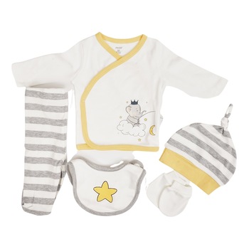 Set unisex, culoare galbena, colectia Elephants, marime Standard Set unisex, culoare galbena, colectia Elephants, marime Standard