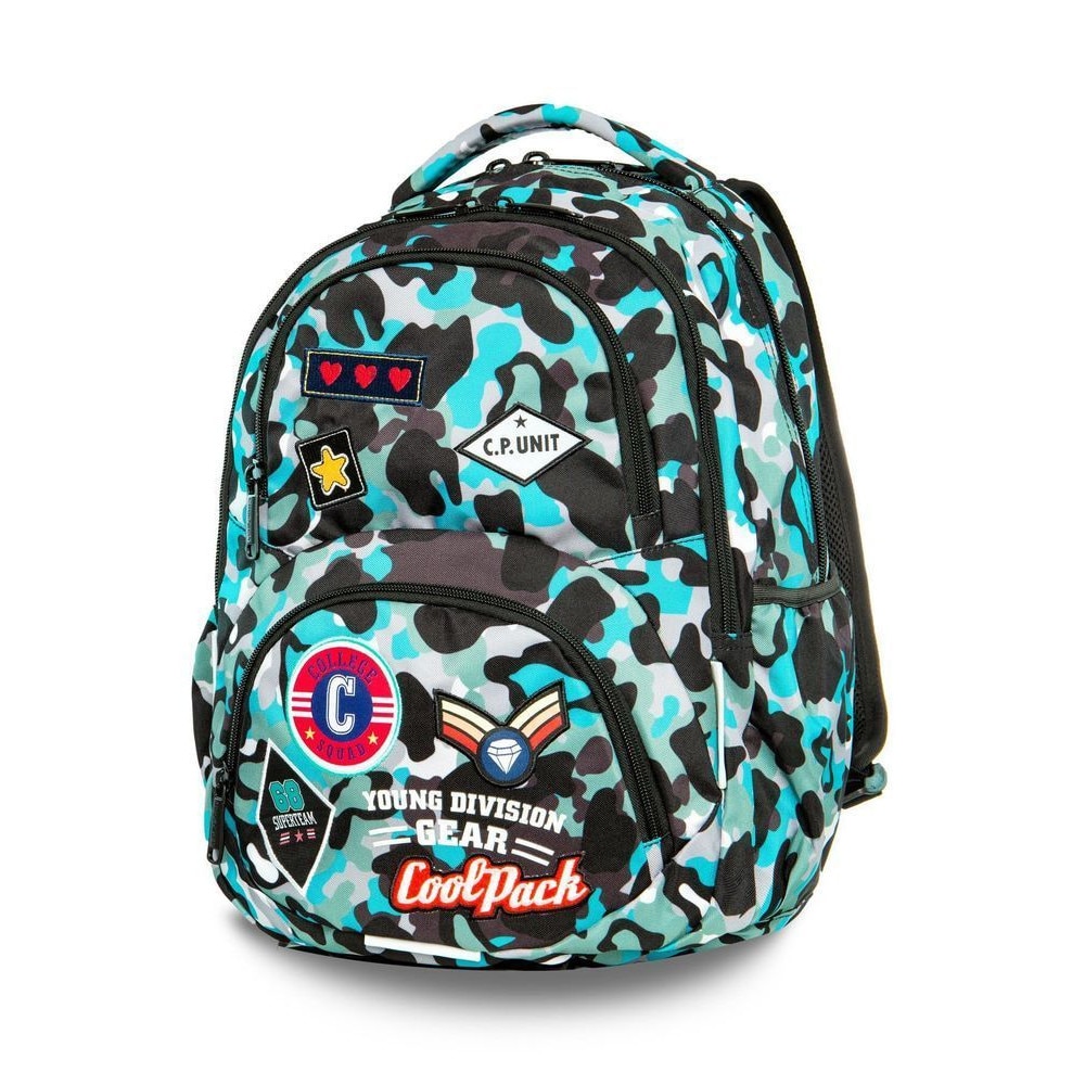 Ghiozdan CoolPack DART Camo Blue Badges, 43,5 x 33 x 27 cm, Multicolor