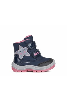 Geox, Ghete cu velcro si detaliu stea, Bleumarin/Roz Geox, Ghete cu velcro si detaliu stea, Bleumarin/Roz