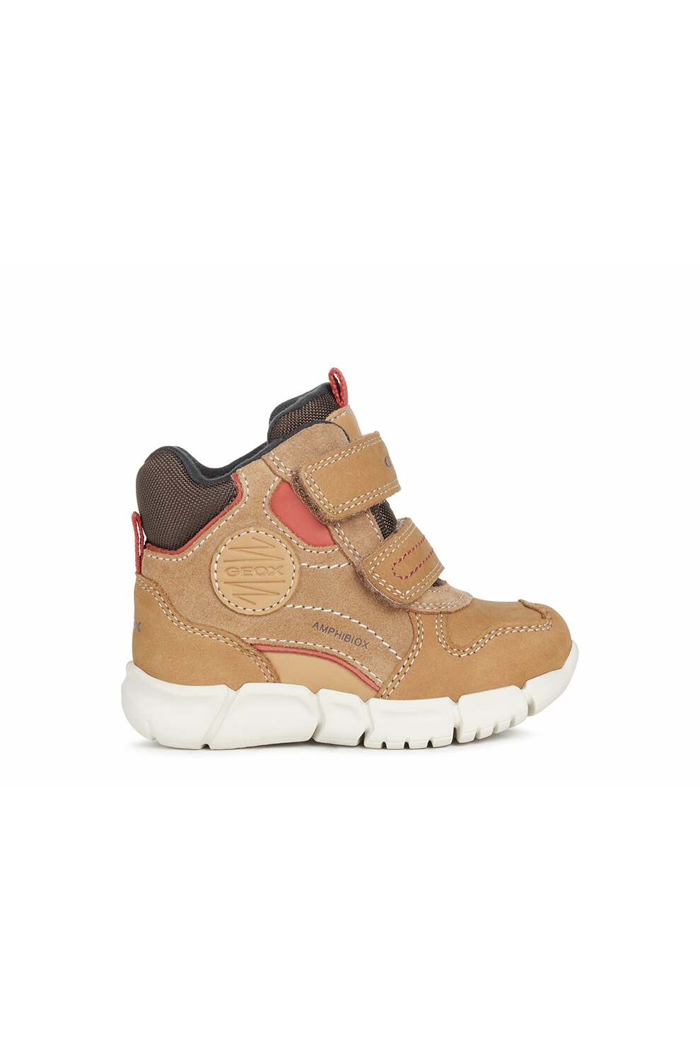 Geox, Ghete cu insertii de piele intoarsa Flexyper, Maro camel/Maro inchis