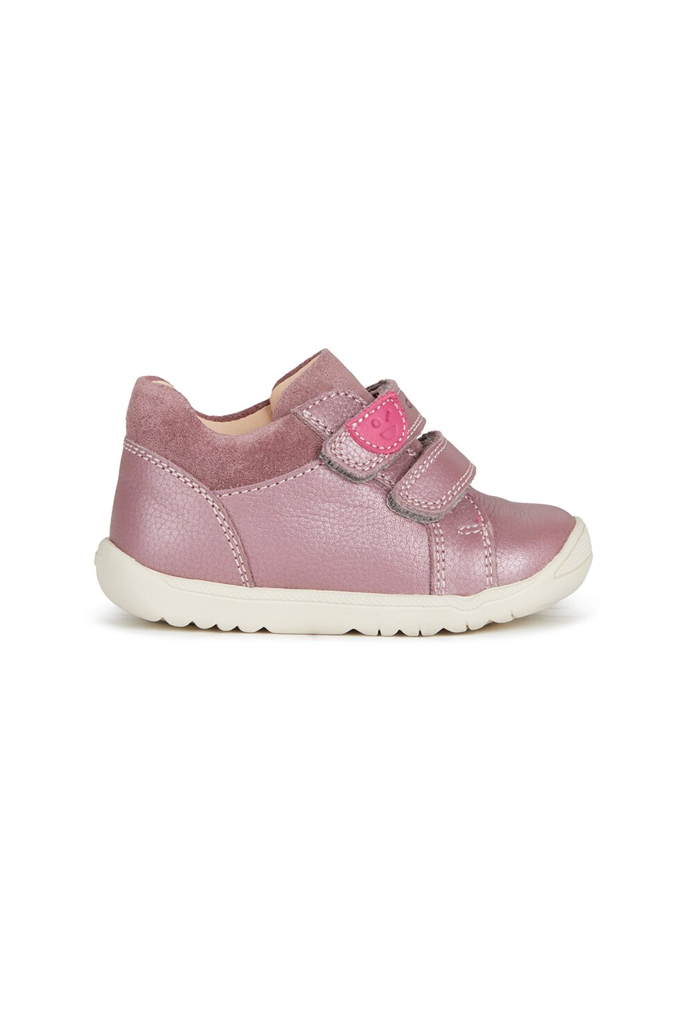 Geox, Pantofi de piele si piele intoarsa cu velcro Macchia, Roz inchis