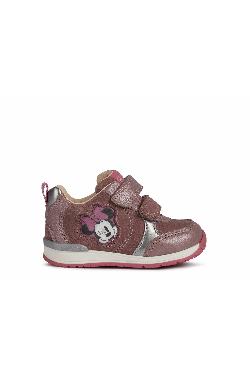 Geox, Pantofi sport de piele si piele ecologica Rishon, Rosu stins
