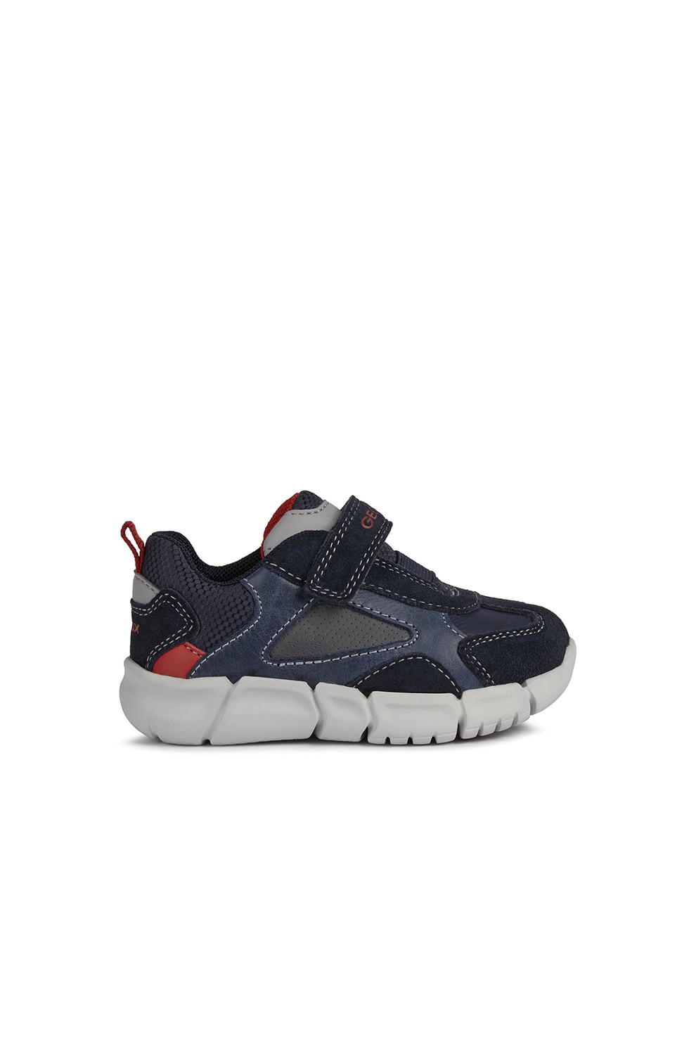 Geox, Pantofi sport cu velcro Flexyper, Bleumarin/Rosu inchis