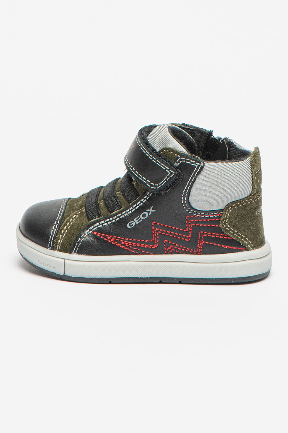 Geox, Pantofi sport mid-high Trottola, Negru/Verde inchis