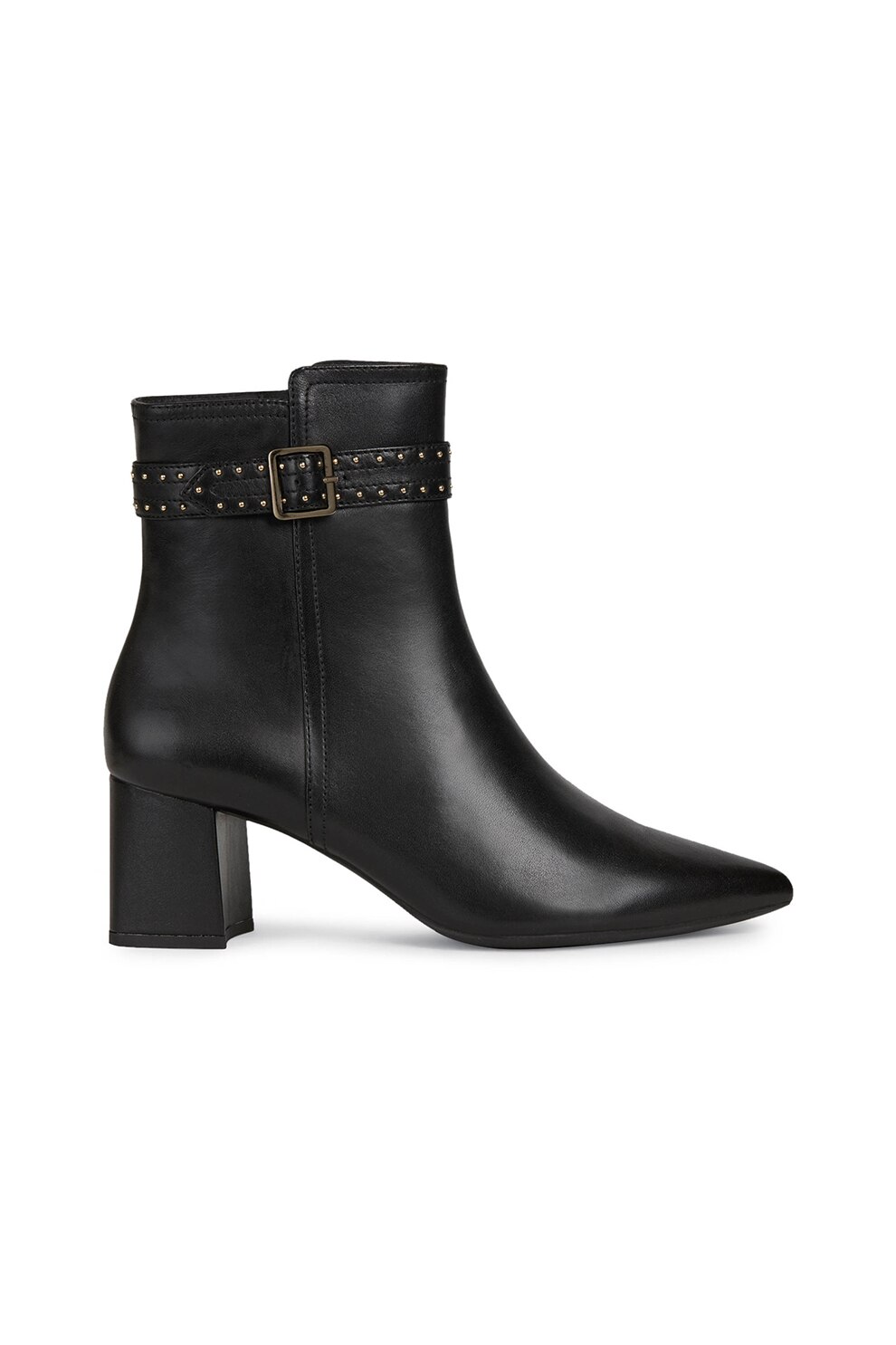 Geox, Botine de piele cu varf ascutit, Negru