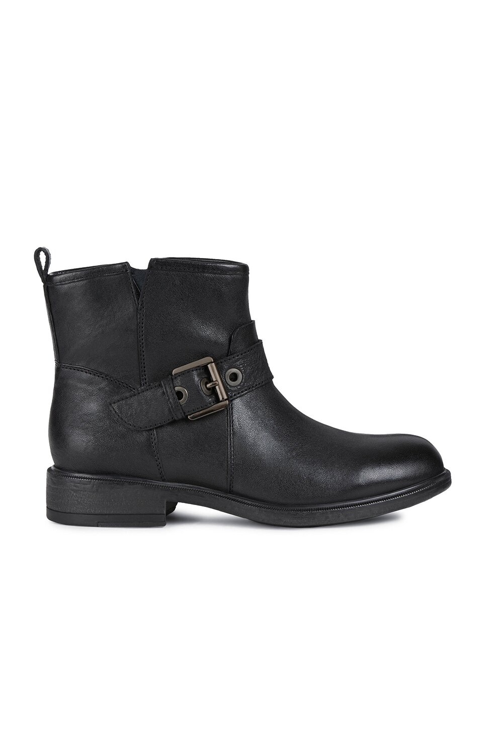 Geox, Ghete de piele cu bareta si catarama Catria, Negru