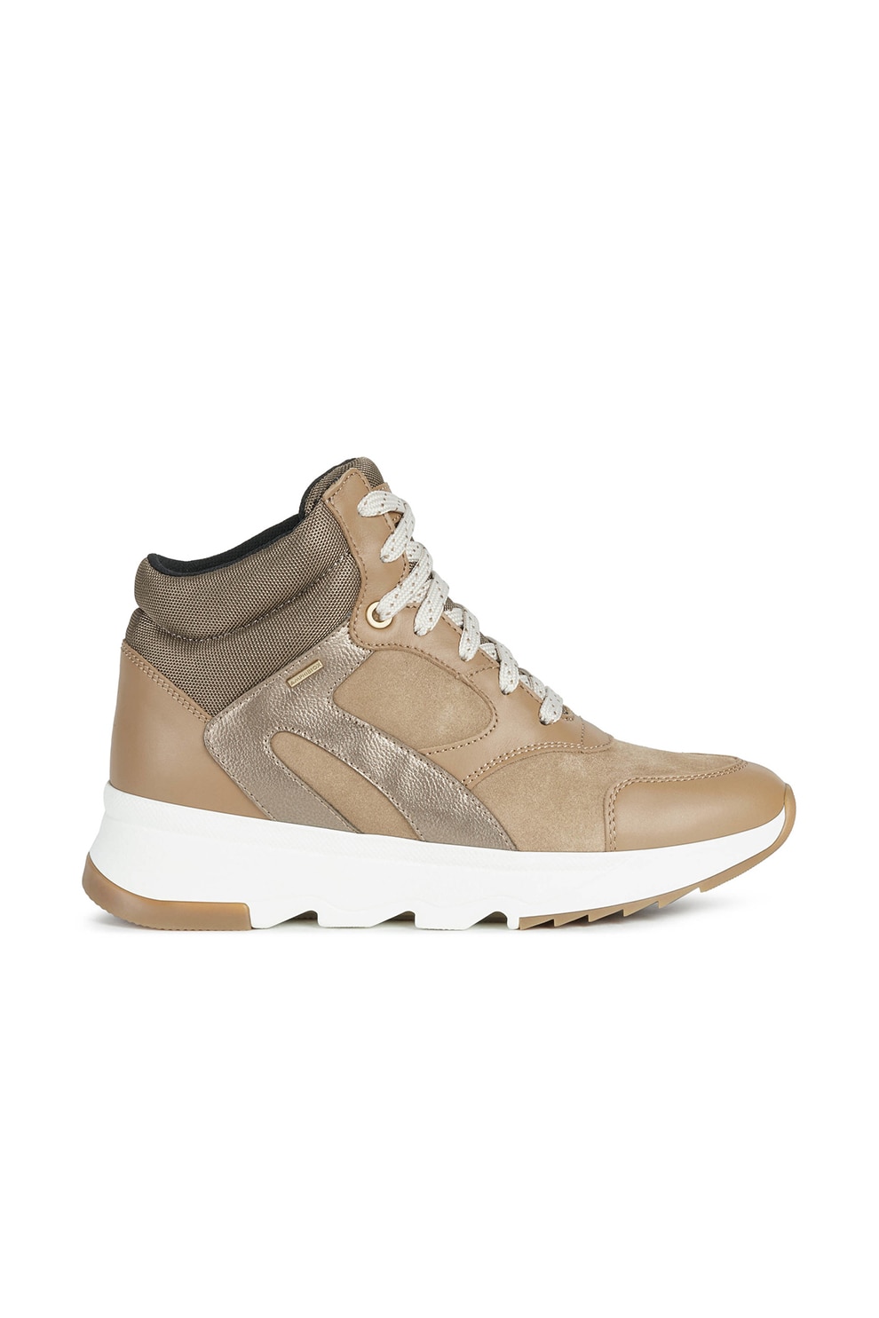 Geox, Pantofi sport mid-high de piele, Maro camel