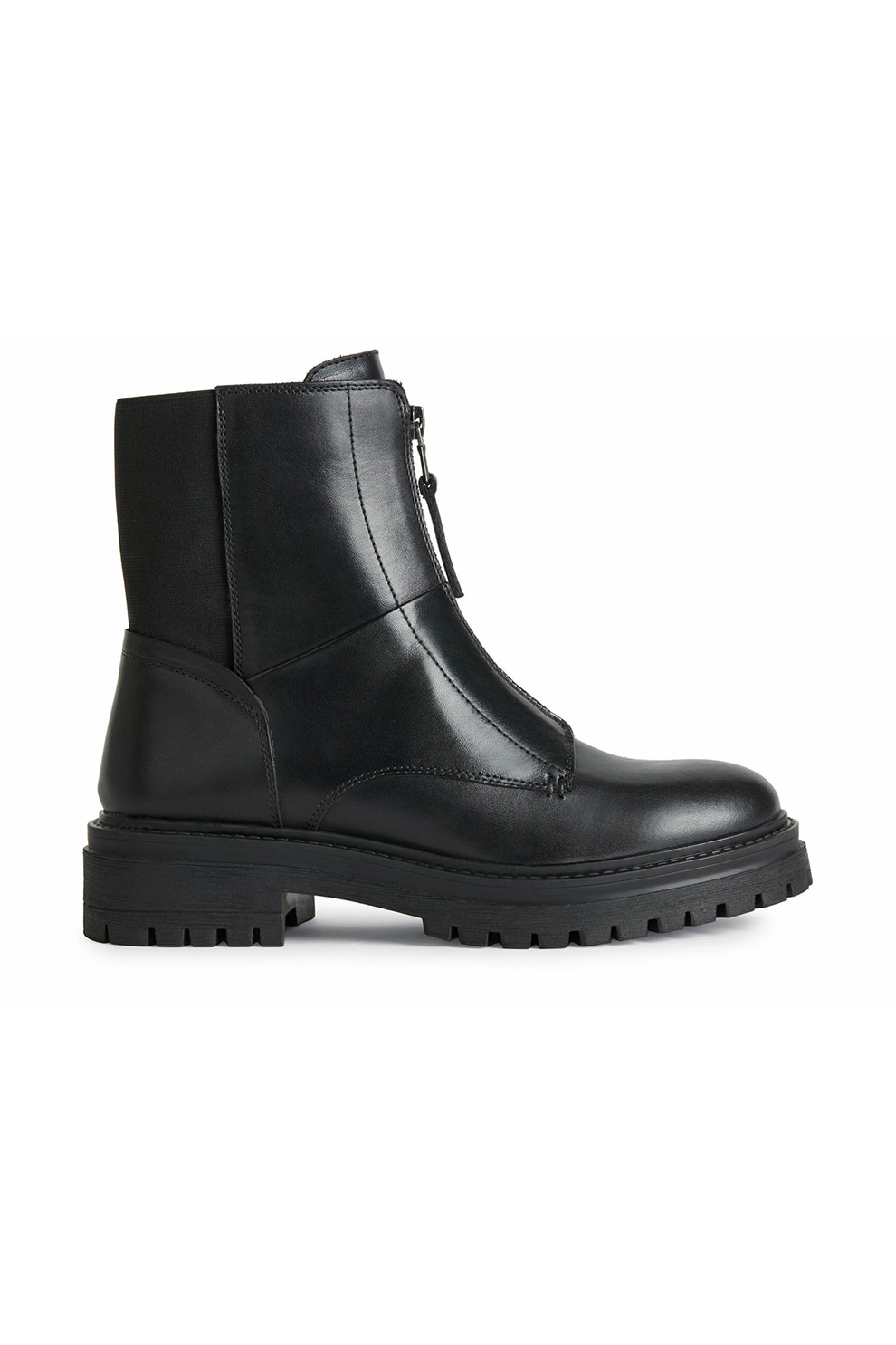 Geox, Ghete de piele cu fermoar, Negru, 36