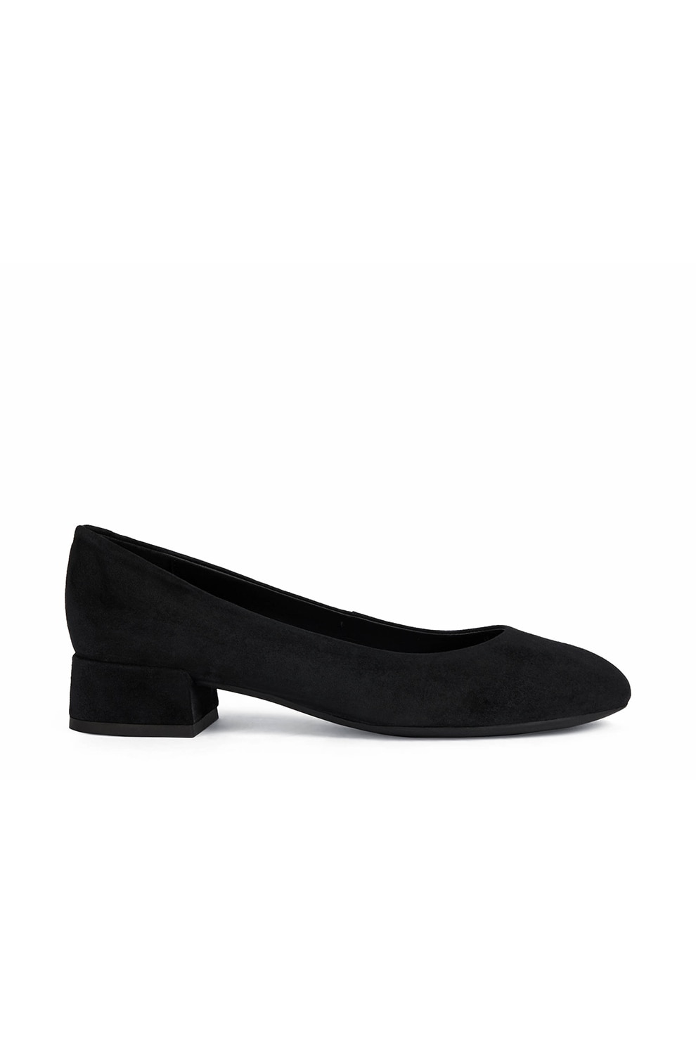 Geox, Pantofi casual de piele intoarsa cu toc masiv, Negru